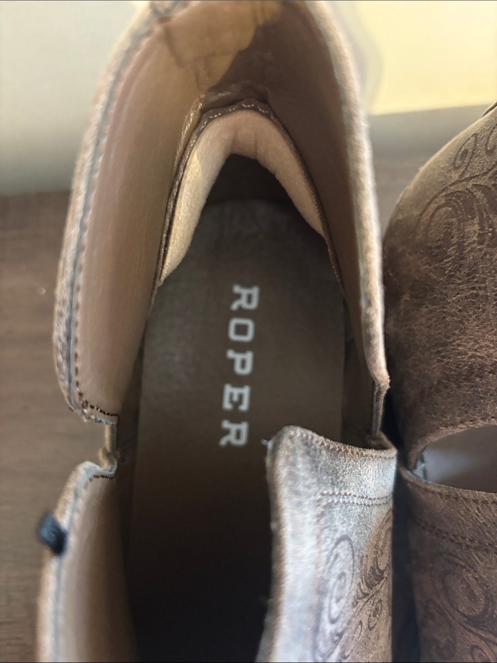 Roper Ava Brown Western Cutout Ankle Boots Women’s Size 11 Like new - Picture 3 of 6